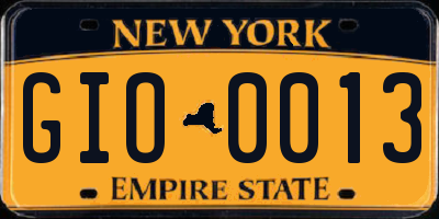NY license plate GIO0013