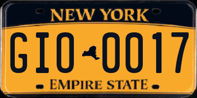 NY license plate GIO0017