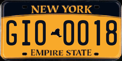 NY license plate GIO0018