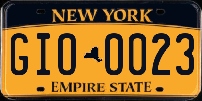 NY license plate GIO0023
