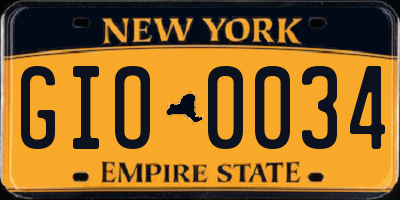 NY license plate GIO0034