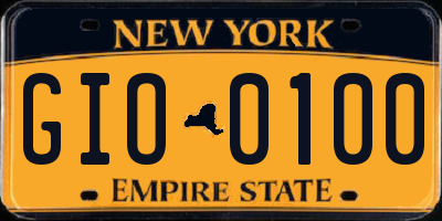 NY license plate GIO0100