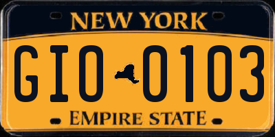 NY license plate GIO0103