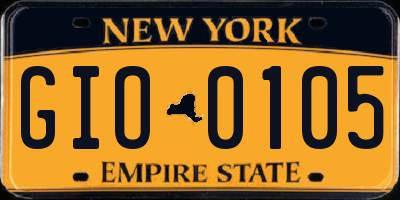 NY license plate GIO0105