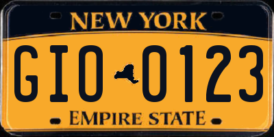 NY license plate GIO0123