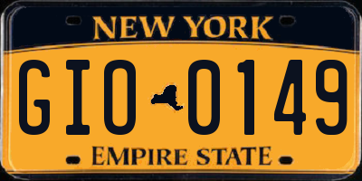 NY license plate GIO0149