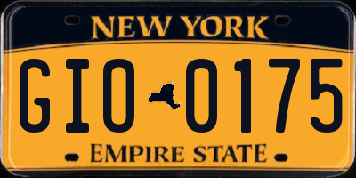 NY license plate GIO0175
