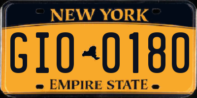 NY license plate GIO0180