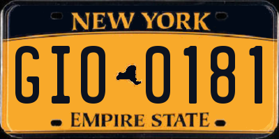NY license plate GIO0181