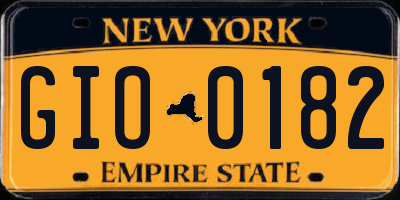 NY license plate GIO0182