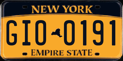 NY license plate GIO0191