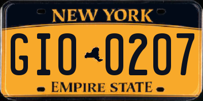 NY license plate GIO0207