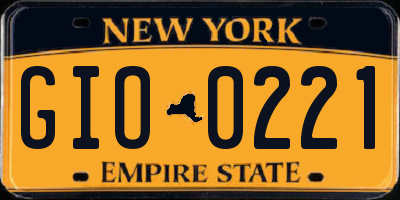 NY license plate GIO0221