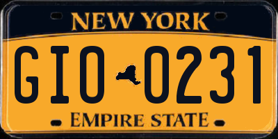 NY license plate GIO0231
