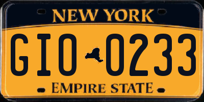 NY license plate GIO0233