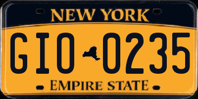 NY license plate GIO0235