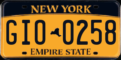 NY license plate GIO0258