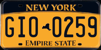 NY license plate GIO0259