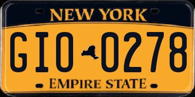 NY license plate GIO0278