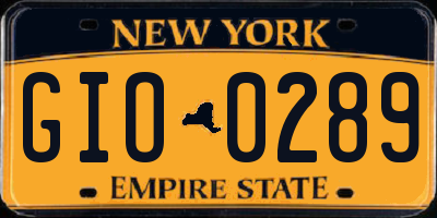 NY license plate GIO0289