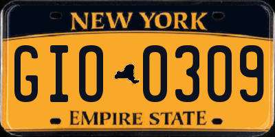 NY license plate GIO0309