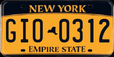 NY license plate GIO0312