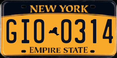 NY license plate GIO0314