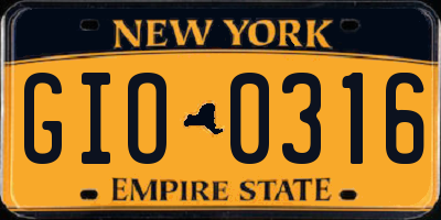 NY license plate GIO0316