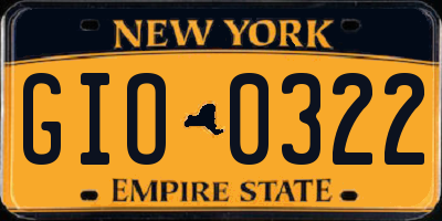 NY license plate GIO0322