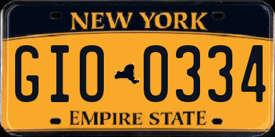 NY license plate GIO0334