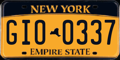 NY license plate GIO0337