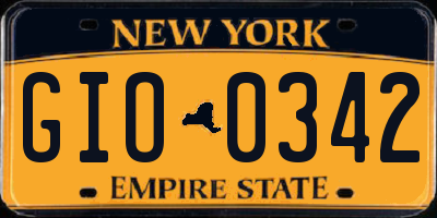 NY license plate GIO0342