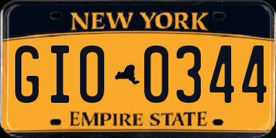 NY license plate GIO0344