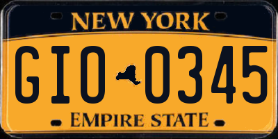 NY license plate GIO0345