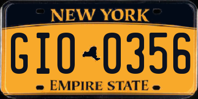 NY license plate GIO0356
