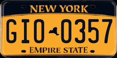NY license plate GIO0357
