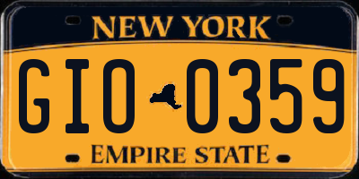 NY license plate GIO0359