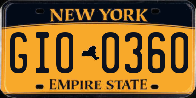 NY license plate GIO0360