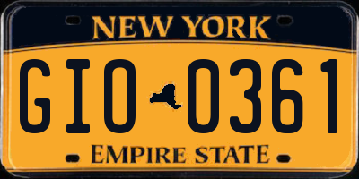 NY license plate GIO0361