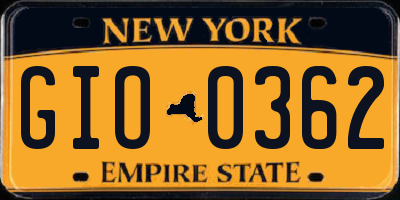 NY license plate GIO0362