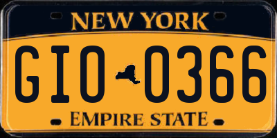NY license plate GIO0366