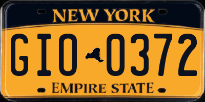 NY license plate GIO0372