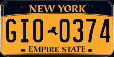 NY license plate GIO0374