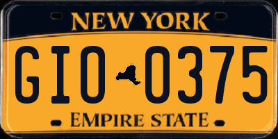 NY license plate GIO0375