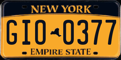 NY license plate GIO0377