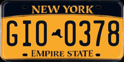 NY license plate GIO0378