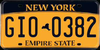 NY license plate GIO0382