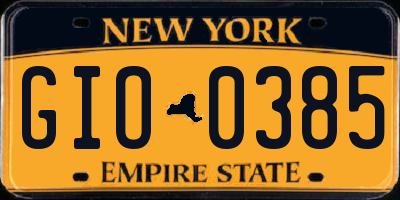 NY license plate GIO0385