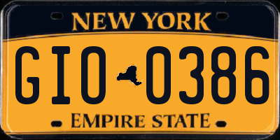 NY license plate GIO0386