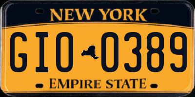 NY license plate GIO0389
